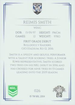 2019 NRL Elite #026 Reimis Smith Back